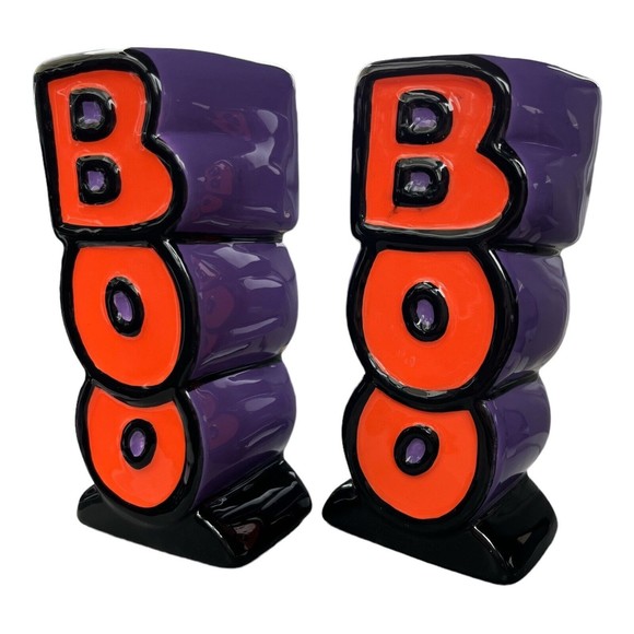 Halloween BOO Candle Holder Orange Set, Black, Purple by Guild House - Picture 4 of 5
